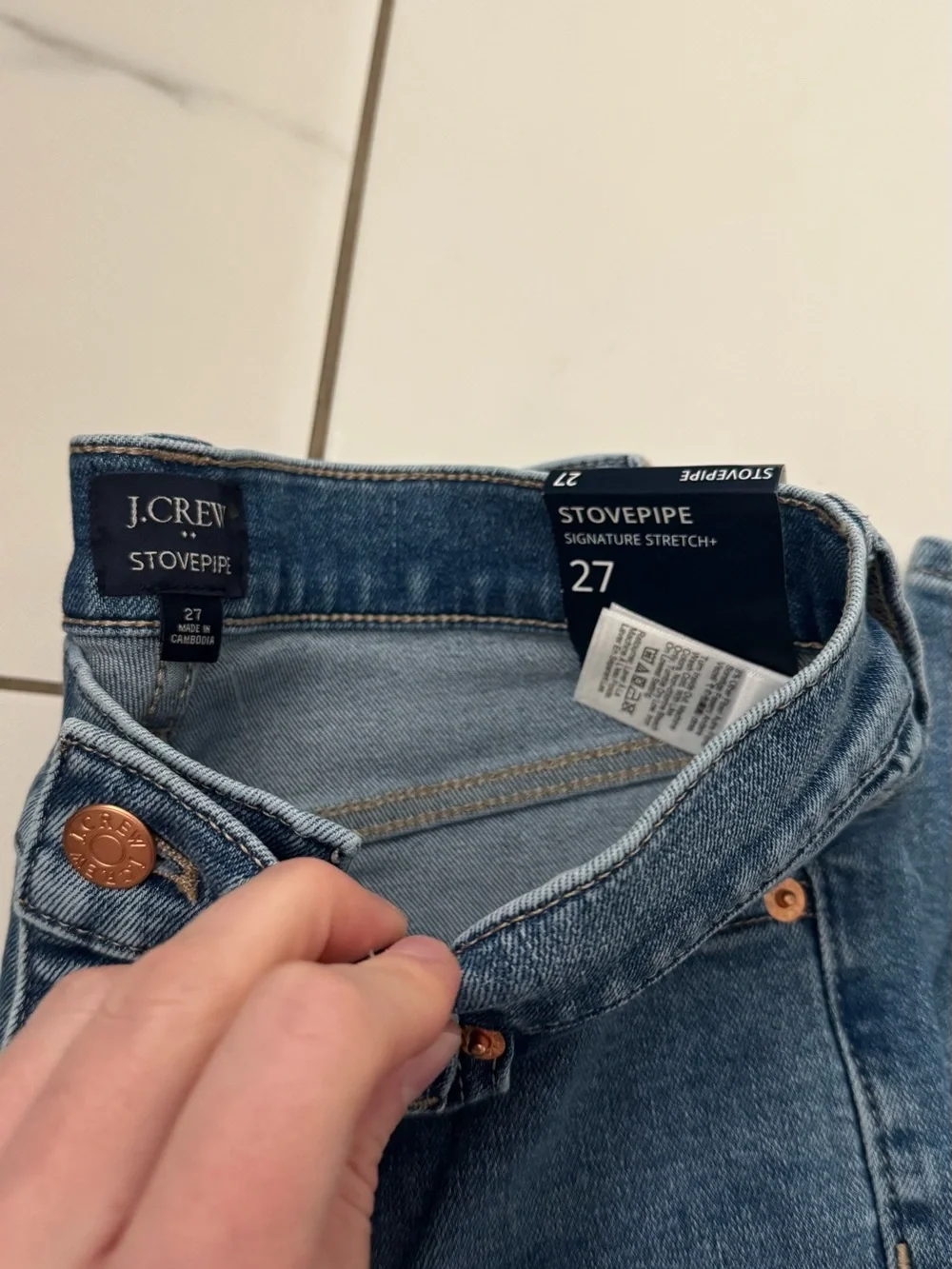 NWT J. Crew Straight-Leg High-Rise stovepipe Jeans Blue size 27